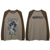 Men Long Sleeve Shirt Retro Loose Casual round Neck Long Sleeve T-shirt Men's Autumn
