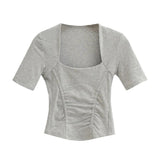 Women T-shirt Summer Slimming Short Sleeve Slim Fit T-shirt