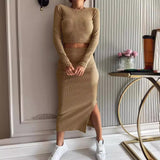 Women Co-Ord Set Turtleneck Long Sleeve Narrow Skirt Suit Women