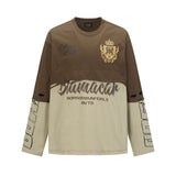 Unisex long-sleeved shirt autumretro color matching