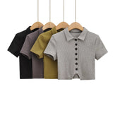 Women Skirt Women's Summer Polo Collar Short Sleeve Top and Skirt