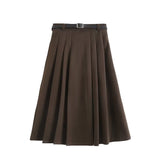 Women Skirt Autumn and Winter Woolen Skirt A- Line Dress Belt