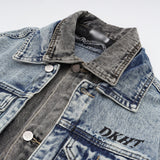 Men Denim Jacket Men's Stitching Wash Loose-Fitting Denim Clothes Coat