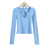 Women T-Shirt Women's Spring V-neck Long Sleeve T-shirt