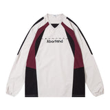 Men Hoodie Color Contrast Patchwork V-neck Pullover Sweater Racing Suit