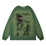 Men Hoodie Graffiti Inkjet Printed Bottoming Shirt round Neck Sweater