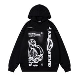Men Hoodie Line Figure Printed Hoodie Loose Casual Long Sleeves Pullover Hoodie