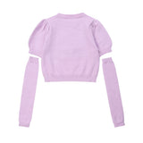 Women Sweater Puff Short Sleeve Knitwear Girls' round Neck Towel