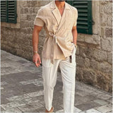 Men Suits Vests Summer Men's Short Sleeve Shirt Coat