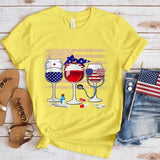 Women's Independence Day T Shirt round Neck Short Sleeve T-shirt Women's Top
