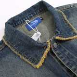 Men Denim Jacket Vintage Denim Clothing Men's Cat Washed Lapel Jacket