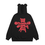 Men Fleece Lined Hoodie Letter Hooded Cardigan Sweater Men's Autumn and Winter Baggy Coat