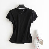 Women T-Shirt Summer Comfortable All-Match Short-Sleeved Striped T-shirt for Students