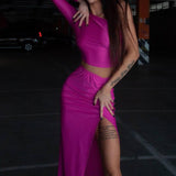 Women Dresses Long Sleeve Split Slimming Sheath Dress