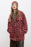 Unisex Jacket Autumn Woven Red Plaid Jacket Women's Clothing