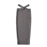 Women Skirt Vintage Waist Knitted Dress Slimming Skirt