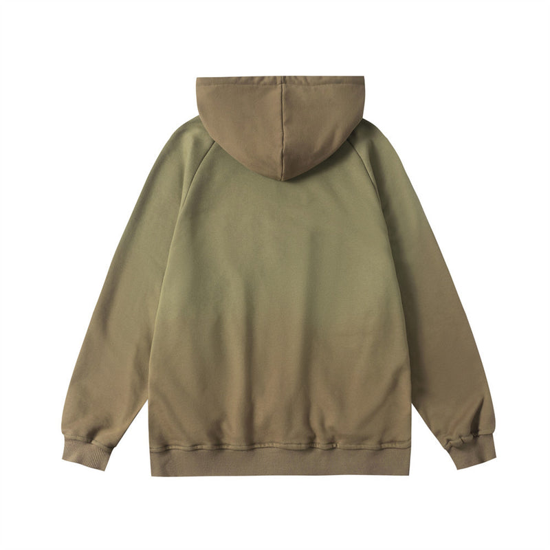 Men Fleece Lined Hoodie Fall/Winter Hoodie Men's Gradient Letter Embroidery Zipper Jacket