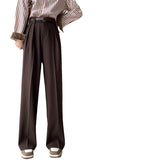 Palazzo Pants Straight Casual Suit Pants Women's Solid Color High Waist Wide Leg Pants Long