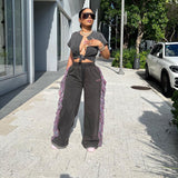 Women Cargo Pants Women's Stitching Design Loose Mopping Casual Pants