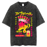 Portrait Adventure Washed T-Shirt Men Hip Hop
