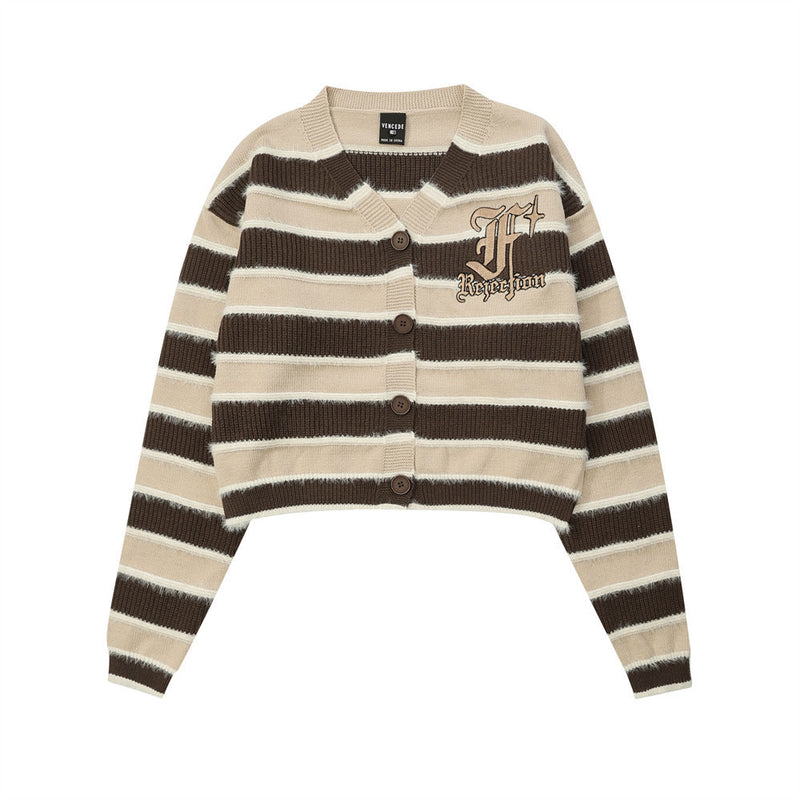 Women Sweater Short Knitted Letter Autumn Leisure Sweater Coat