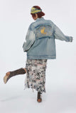 Unisex Jacket Autumn Affixed Cloth Embroidered Denim Coat Women's Clothing
