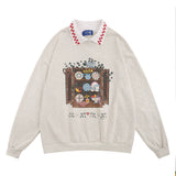 Men Hoodie Lapel Sweater Men's Spring and Autumn Print Casual Long Sleeve