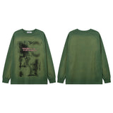 Men Long Sleeve Shirt Old Vintage Long Sleeve T-shirt Men and Women Idle Style