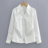 Women's T-Shirt Long-Sleeved Shirt Women's Autumn Pleated Elegant Versatile Top
