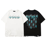 Men T Shirt Retro Dark Ripped Short Sleeve T-shirt Men and Women Loose