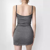 Women Dresses Stitching U-Neck Sling Dress Female Sexy Skirt