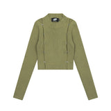 Women Sweater Short Sweater round Neck Slim Solid Color Autumn Sweater