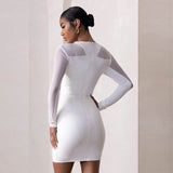 Women Desses Stitching Long Sleeve Skinny Sheath Dress Women