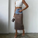 Women Desses Denim Patchwork Skirt Spring Women's Skirt