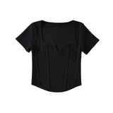Women T-Shirt T-shirt Women's Summer Short Sleeve Skinny V-neck Top