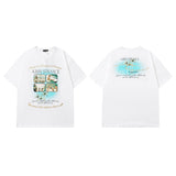 Men T Shirt Retro Hip Hop Printed Short-Sleeved T-shirt Men and Women Casual