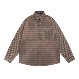 Men Long Sleeved T Shirt Plaid Long Sleeve Shirt Men's Loose Casual Spring and Autumn Lapel Shirt