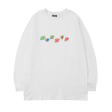 Men Long Sleeve Shirt Vintage Smiley Printed Long Sleeve T-shirt Men's round Neck Top