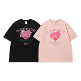 Men T Shirt Fashion Brand Heart Printing Short-Sleeved T-shirt Men and Women Couple