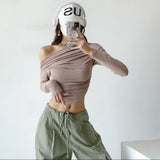 Women T-Shirt Autumn Long Sleeve Slim Long Sleeve Solid Color Ladies T-shirt