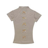 Women T-shirt Turtleneck Short Sleeve T-shirt Slim Fit Summer Top