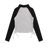 Women Long Sleeve T-Shirt Long Sleeve T-shirt Half Zipper Sleeve Women's Short