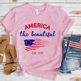 Women's Independence Day T Shirt round Neck Short Sleeve T-shirt Women's Top