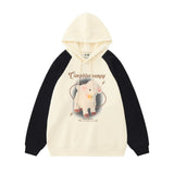 Men Hoodie Stitching Raglan Sleeve Loose Casual Hoodie Spring and Autumn