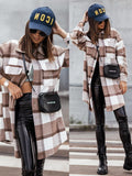 Plaid Trench Coat Mid-Length Plaid Printed Coat