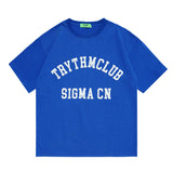 Men's T Shirt Letter Print Short-Sleeve T-shirt Men's and Women's Retro Loose round Neck