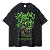 Portgas D Ace T-shirts Vintage Washed Anime T Shirt Luffy