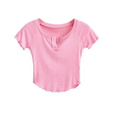Women T-Shirt Slim V-neck Short Sleeve T-shirt