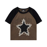 Women T-shirt Short-Sleeved T-shirt Girls' Summer round Neck with Exposed Navel