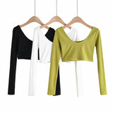 Women T-Shirt Knitwear All-Matching Sexy Short-Sleeved T-shirt Bottoming Shirt
